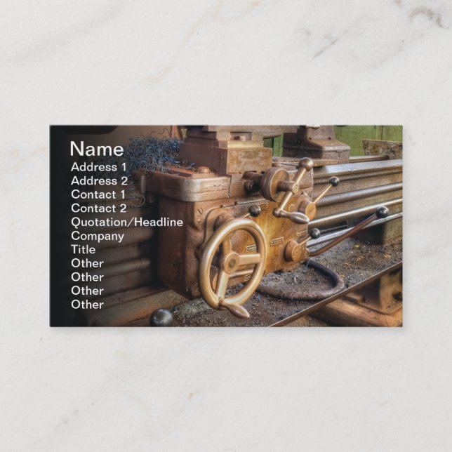 Old lathe machine business card (Front)