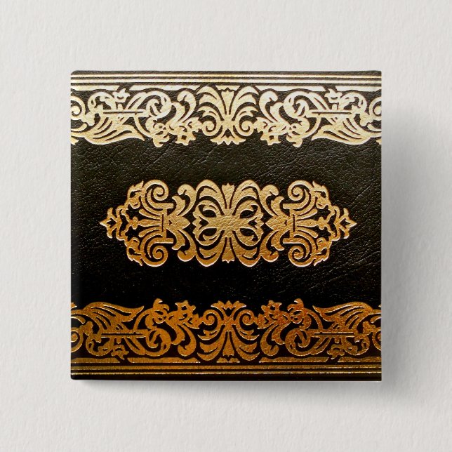 Old Leather Book Cover 15 Cm Square Badge (Front)