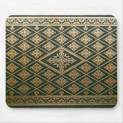Image of Old Leather Book Cover Green and Gold Mouse Mat