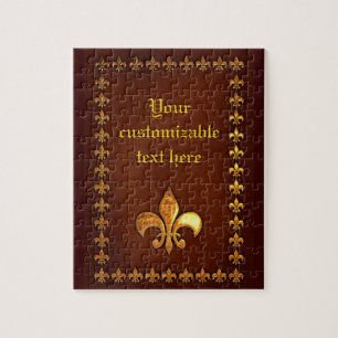 Old Leather Cover with golden Fleur-de-Lys - Jigsaw Puzzle