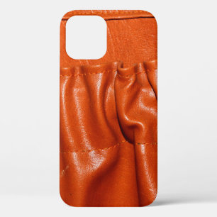 Old leather vintage car seat detail. blue, bygone, iPhone 12 case