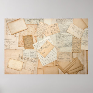 Old letters,  handwritings,  vintage postcards,  e poster