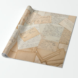 Old letters, handwritings, vintage postcards, e wrapping paper