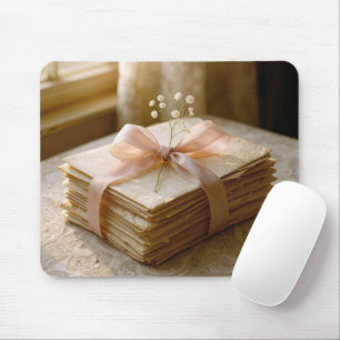 Old Letters Tied With Pink Ribbon Mouse Mat