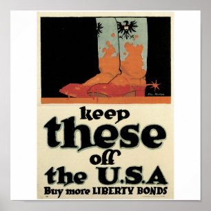 Old "Liberty Bonds"  U.S. War Poster c. 1918