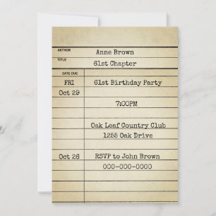 Old Library Card 61st Birthday Party