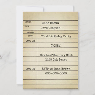 Old Library Card 73rd Birthday Party
