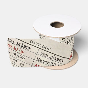 Old Library Card Collection Satin Ribbon