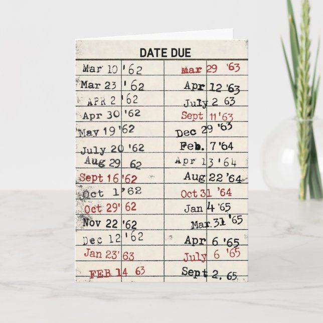 Old Library Card for Birthday (Front)