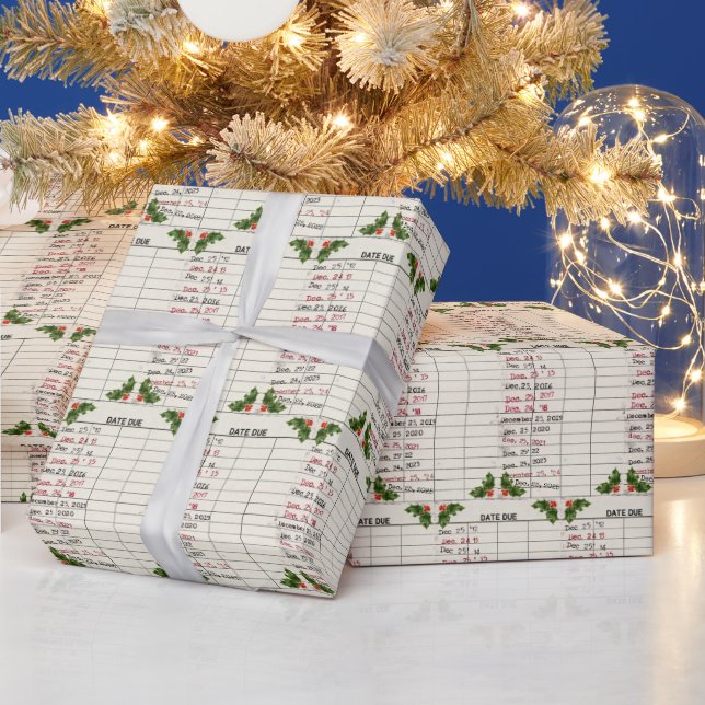 Old Library Cards For 2025 Christmas  Wrapping Paper (Holidays)