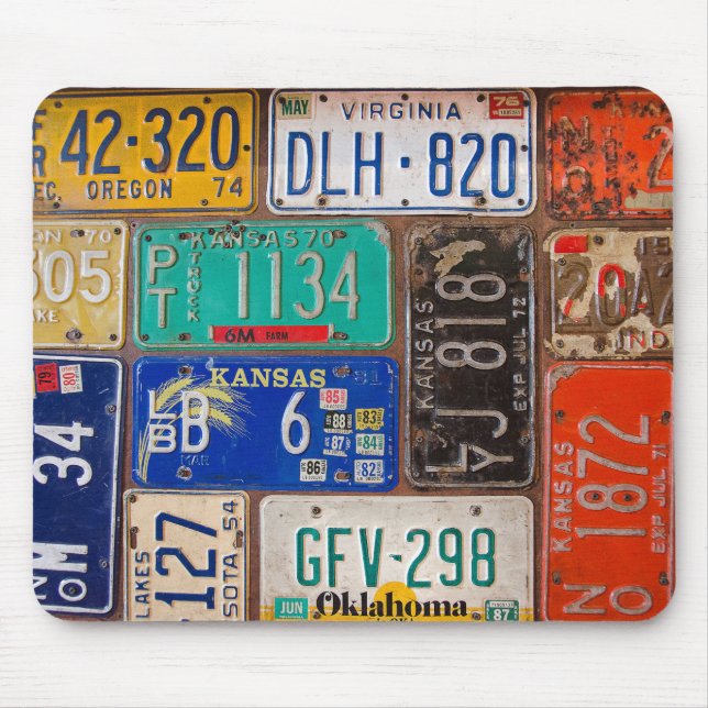 old license plate collection mouse mat (Front)