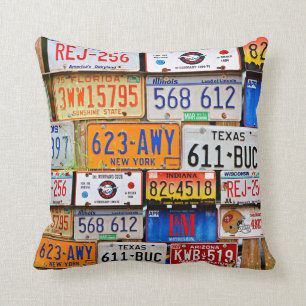 Old License Plates Cushion