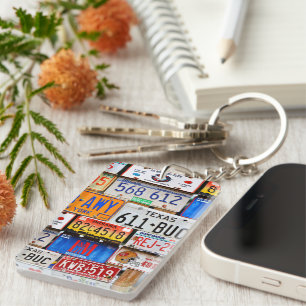 Old License Plates Key Ring