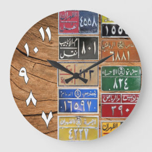old Licenses plates Design Large Clock