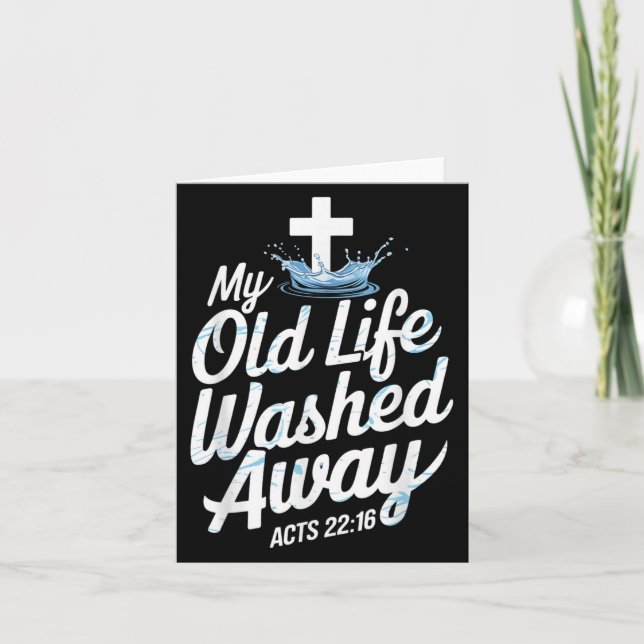 Old Life Washed Water Baptism Bible Verse Christia Card (Front)