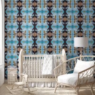 Old light blue and brown wall medium