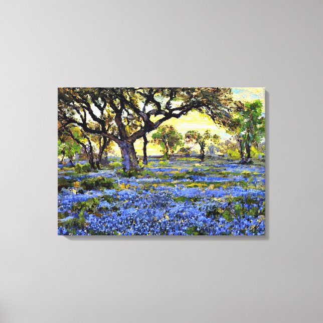 Old Live Oak Tree and Bluebells - Onderdonk Canvas Print (Front)