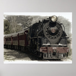 Old Locomotive Steam Engine Poster