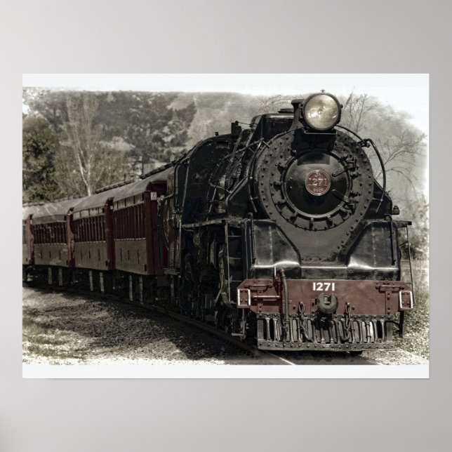 Old Locomotive Steam Engine Poster (Front)
