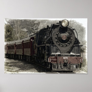 Old Locomotive Steam Engine Poster