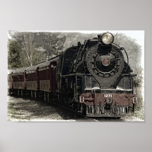 Old Locomotive Steam Engine Poster (Front)