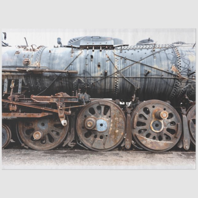 Old Locomotive Track Vintage 20x30  Decoupage Tissue Paper (Front)