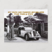 OLD LOG FILLING STATION & CAR ~NOSTALGIC Postcard!