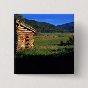 Old log homestead near Park City, Utah. (P.R.) 15 Cm Square Badge