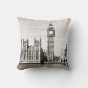 Old London, black and white. Cushion