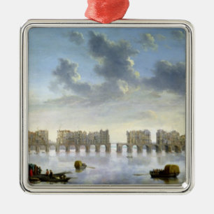 Old London Bridge (oil), c.1630 Metal Tree Decoration