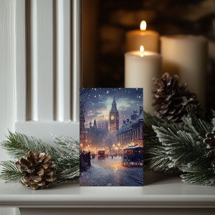 Old London Christmas with Snowy Streets Classic Card