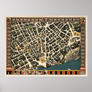 Old London England Map (1915) Vintage UK Capital  Poster