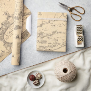 Old Long Island NY Map (1925)  Wrapping Paper