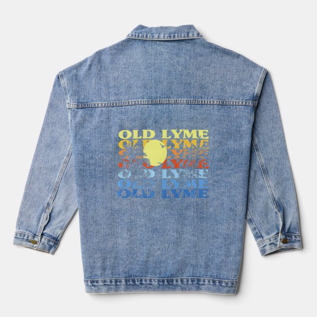 Old Lyme Connecticut Beach Ct Beach Bum Us Cities  Denim Jacket (Back)