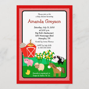 Old MacDonald Barnyard 5x7 Baby Shower Invitation