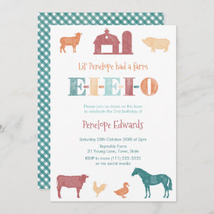 Old MacDonald Birthday Party, Farmyard Petting Zoo Invitation