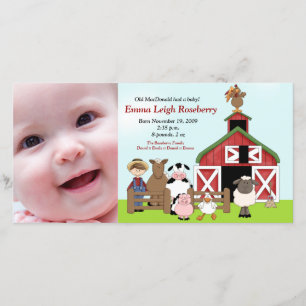 Old MacDonald Farm 8x4 Photo Birth Announcement
