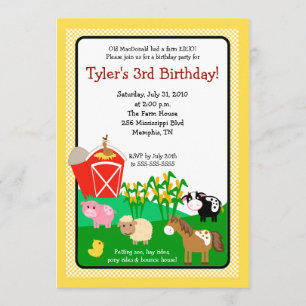 Old MacDonald Farm EIEIO 5x7 Birthday Invitation