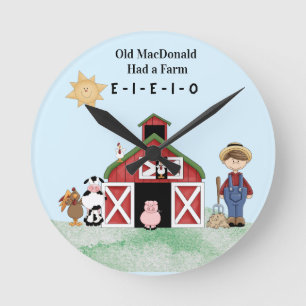 Old MacDonald Had A Farm Round Clock