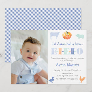 Old MacDonald Pumpkin Farm Birthday Party For Boy Invitation
