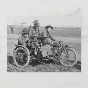 Old machine gun Motorcycle vintage photo Postcard