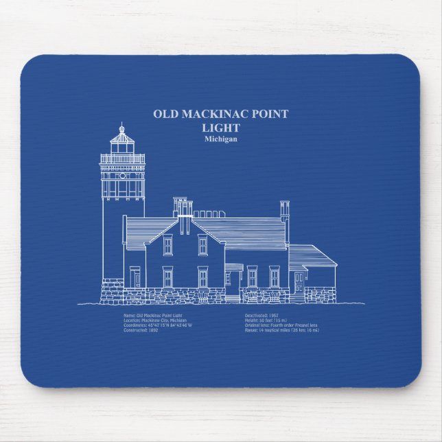 Old Mackinac Point Light - Michigan – AD Mouse Mat (Front)