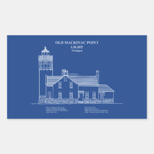 Old Mackinac Point Light - Michigan – AD Rectangular Sticker