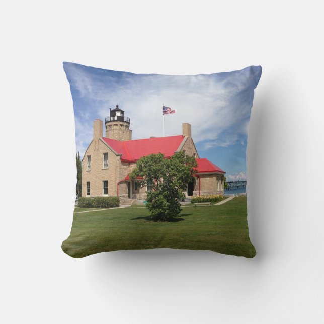 Old Mackinac Point Lighthouse Bridge Cushion (Front)