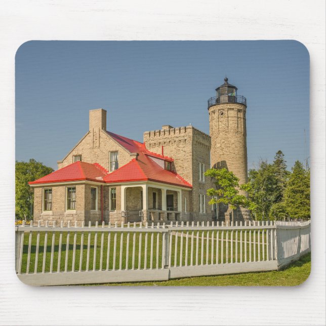 Old Mackinac Point Lighthouse in Mackinaw City, MI Mouse Mat (Front)