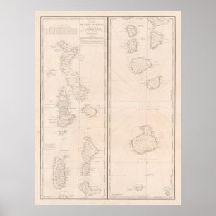 Old Maldives Islands Map (1841) Vintage Maldivian  Poster