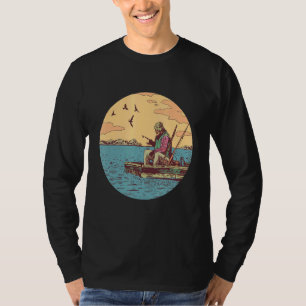 Old Man And The Sea Cool Fun Retro Fishing Art T-Shirt