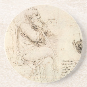 Old Man and Water Sketch by Leonardo da Vinci Coaster