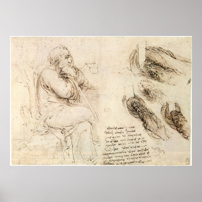 Old Man and Water Sketch by Leonardo da Vinci Poster (Front)