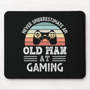 Old Man at Gaming Fathers Day Funny Gift Mouse Mat